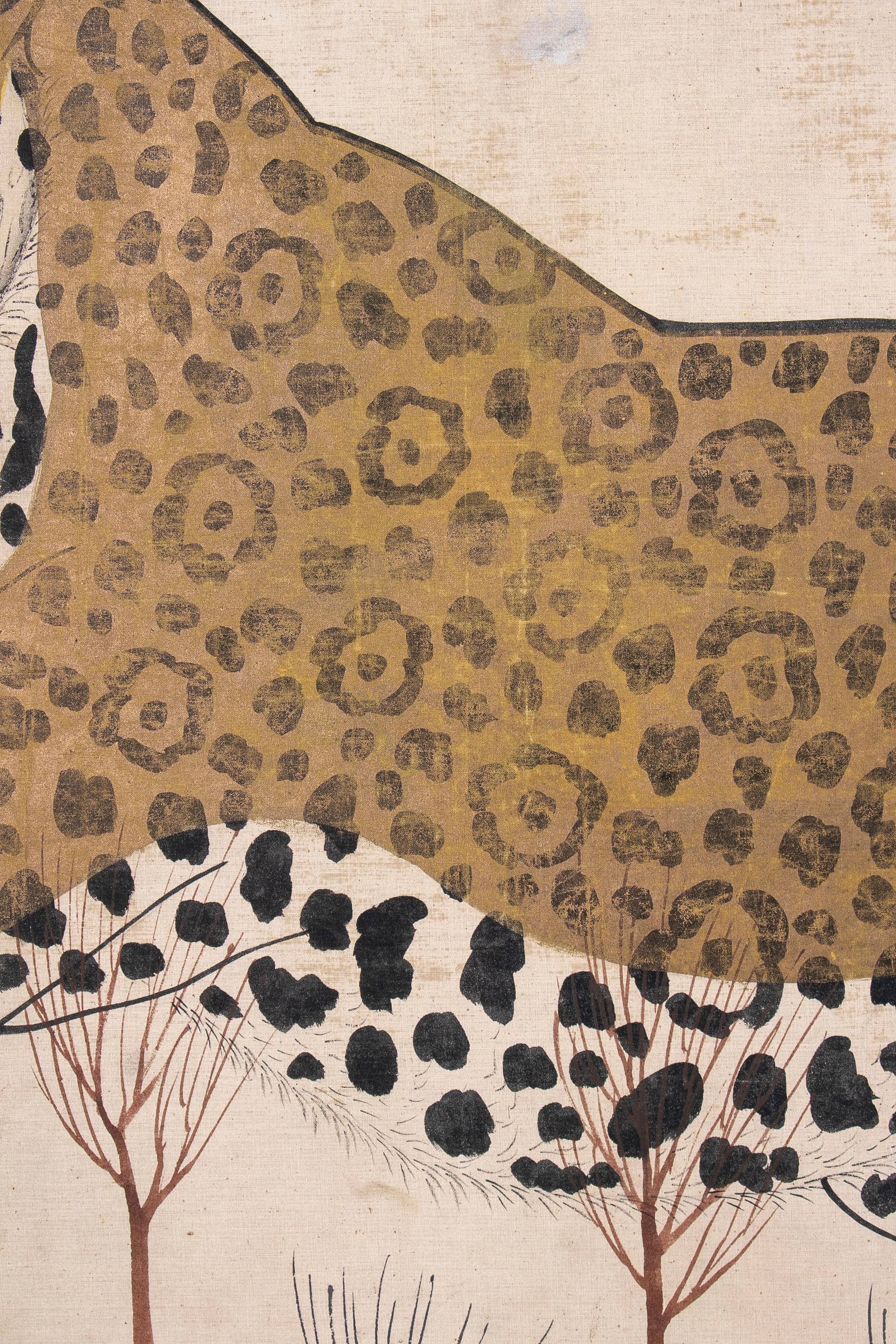 1980s Jaime Parlade Designer Framed Hand Drawn Cheetah on Canvas In Good Condition In Marbella, ES