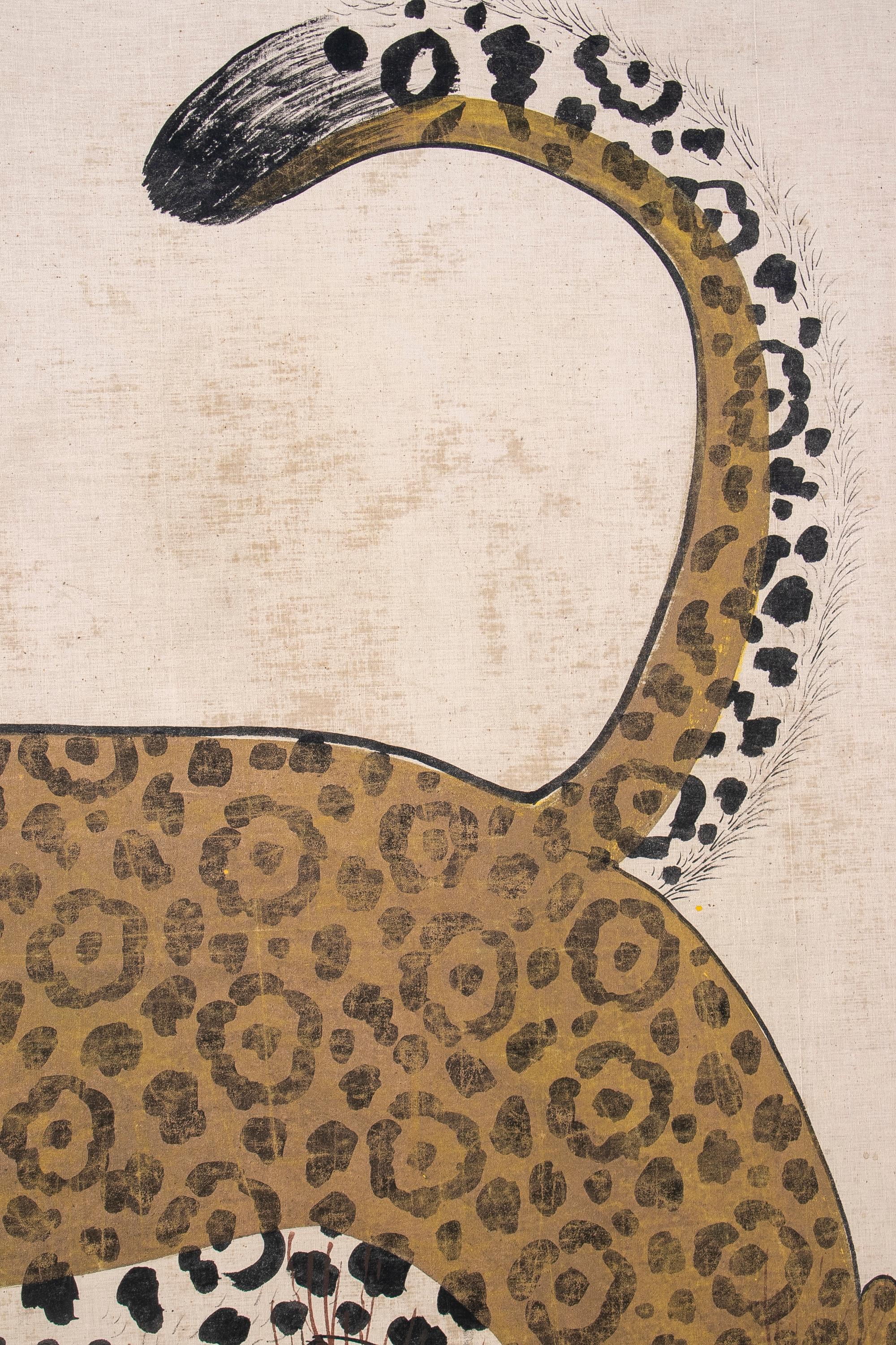 1980s Jaime Parlade Designer Framed Hand Drawn Cheetah on Canvas 2