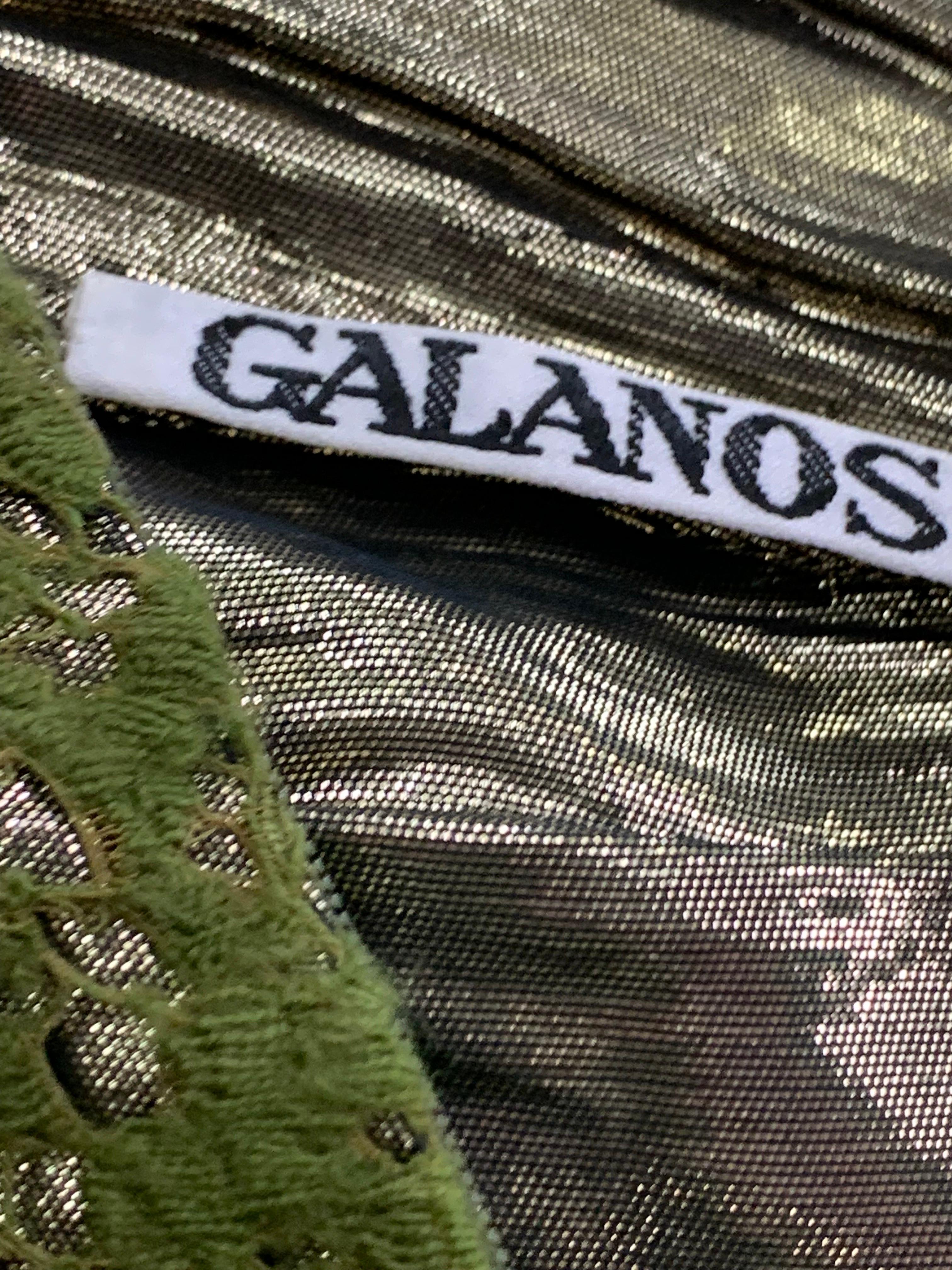 James Galanos - Robe courte en dentelle vert olive avec manches ballons en dentelle transparente, années 1980 en vente 11