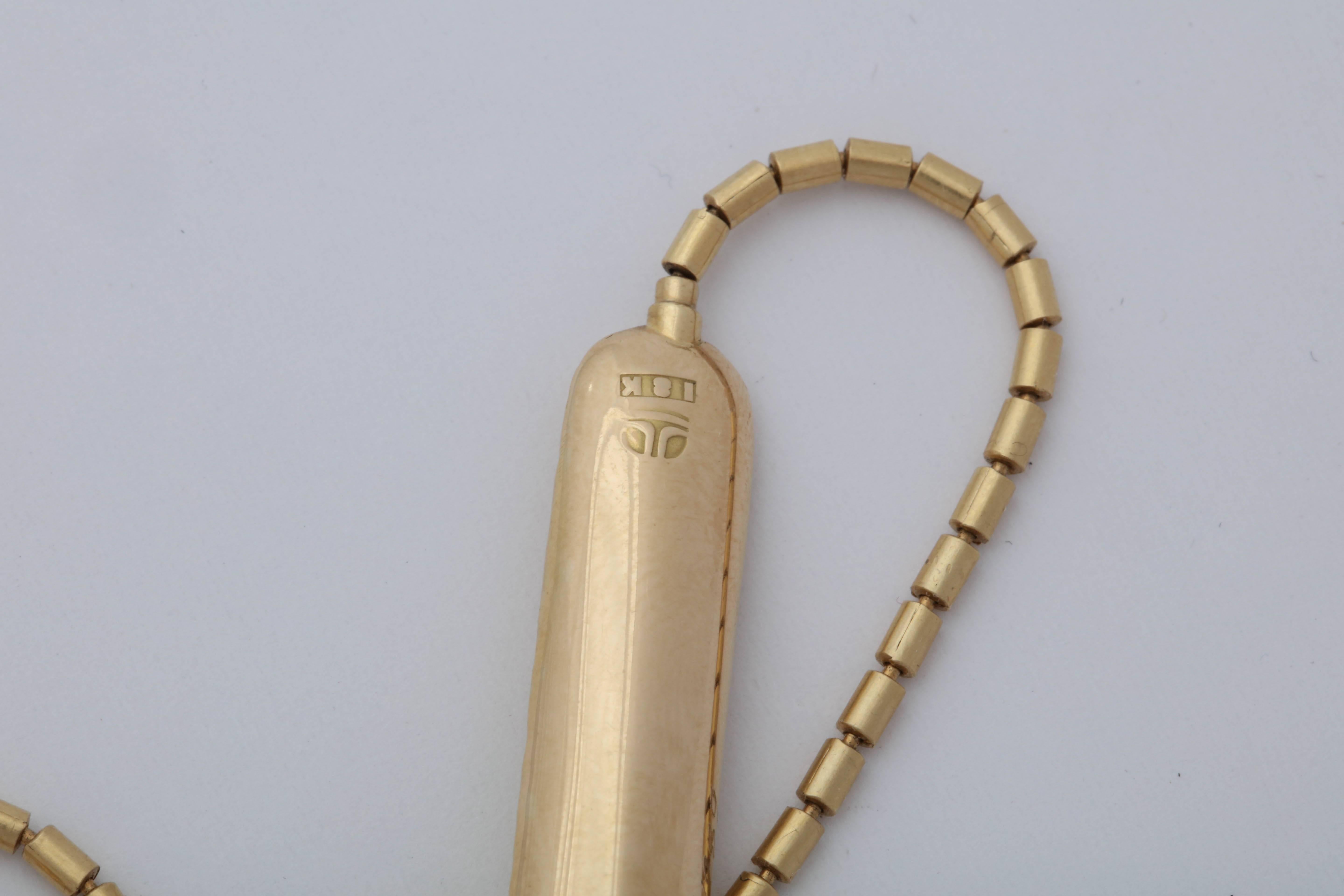 1980s Jan Yager Cool and Hip Reversible Long Pillow Bead and Gold Chain Necklace 1