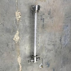 1980s Japanese Aluminium & Borosilicate Glass Explosion Proof Tube Light, Wall