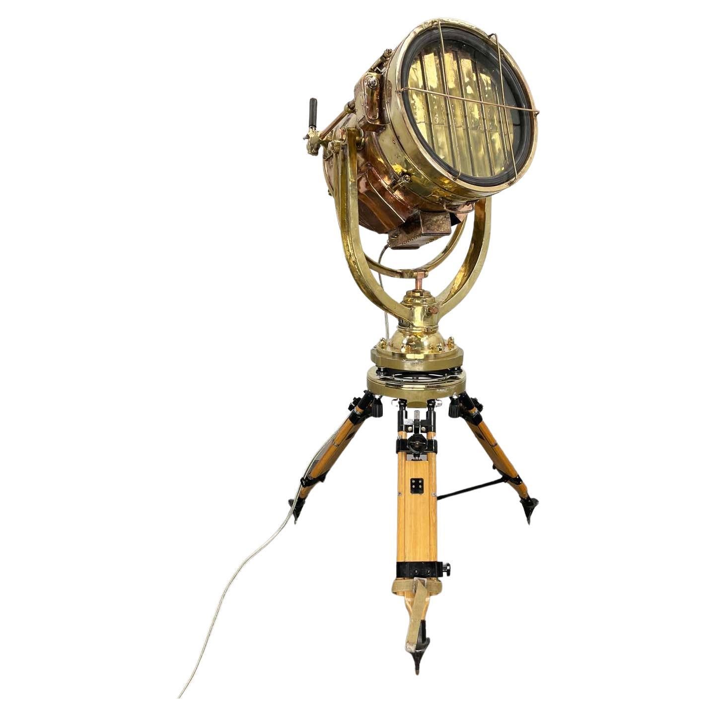 1980's Japanese Brass Industrial Signalling Floor Lamp by Shonan Kosakusho