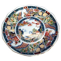 Plat de service en porcelaine japonais de style Imari des années 1980