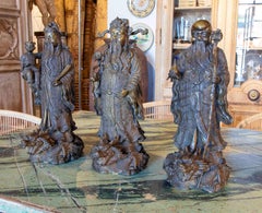 1980s Japanese Set of Three Bronze Sculptures of  Gods
