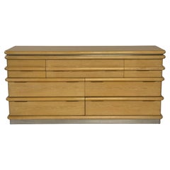 1980s Jay Spectre - Century Furniture - Art Deco Inspired Oak 7 Drawer Dresser