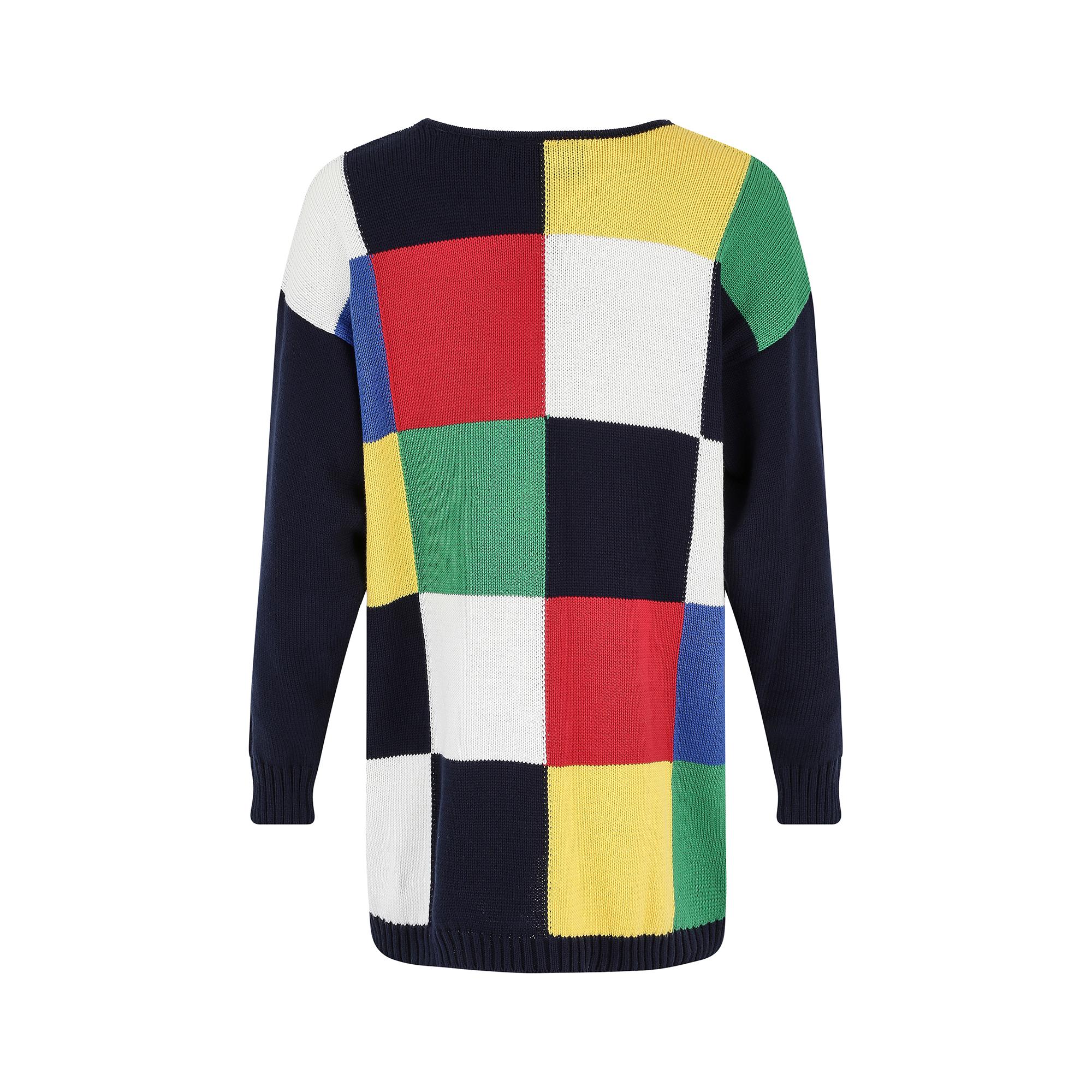 Circa late 1980s to early 1990s Jean-Charles de Castelbajac knitted cotton sweater.  The Moroccan born French designer is best known for his pop art inspired fashion designs, specifically his artistic relationship and collaborations with Keith