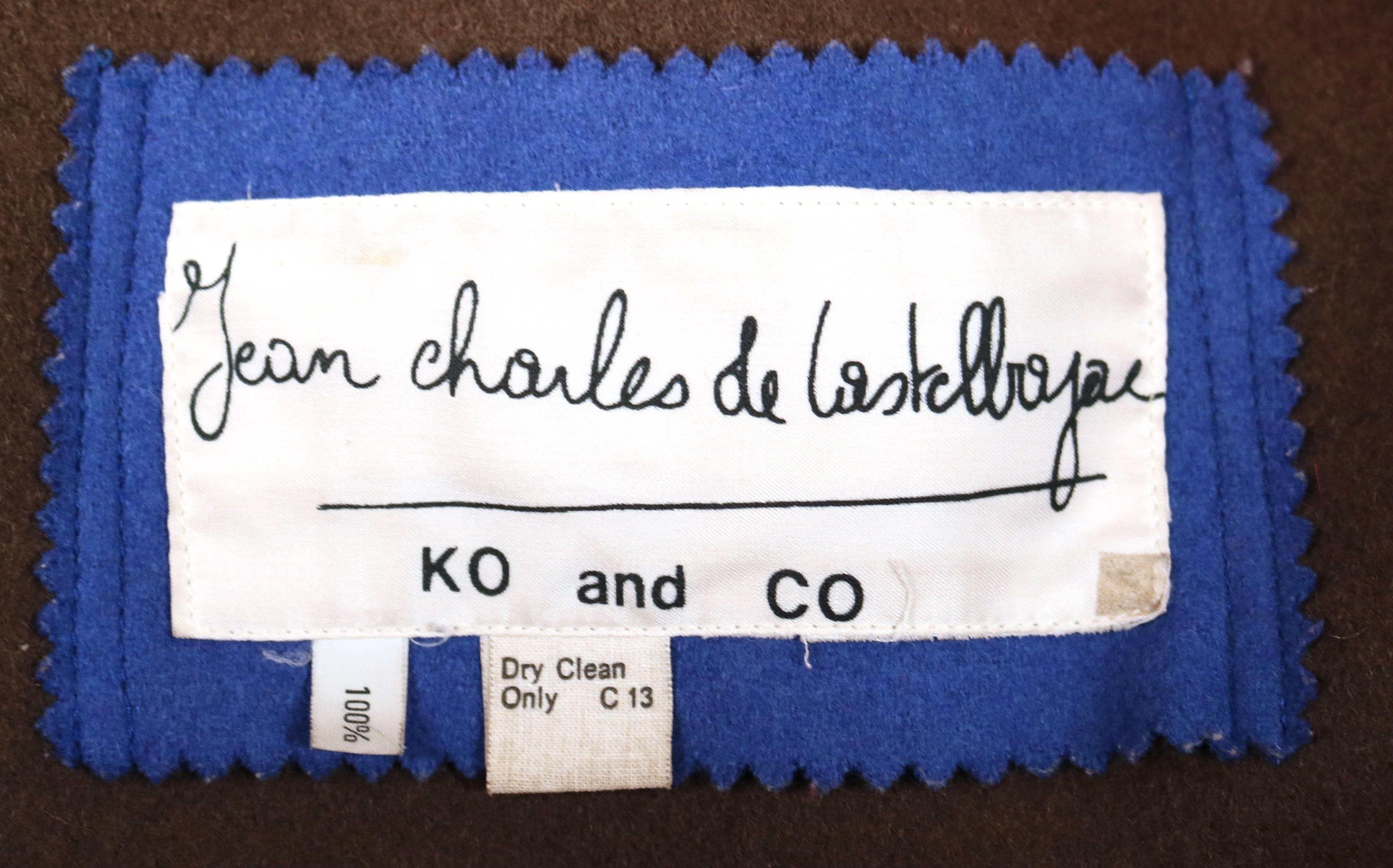 1980er JEAN CHARLES de CASTELBAJAC Farbblockierter Wollmantel mit Kapuze im Angebot 2