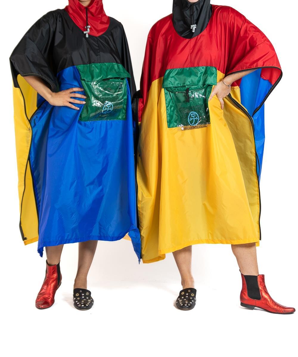 1980s Jean Charles De Castelbajac Primary Colorblocked Plastic Two-Person Poncho In Excellent Condition In New York, NY