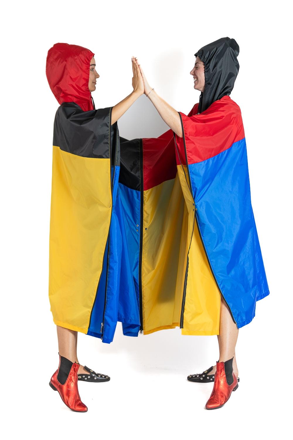 1980s Jean Charles De Castelbajac Primary Colorblocked Plastic Two-Person Poncho 1