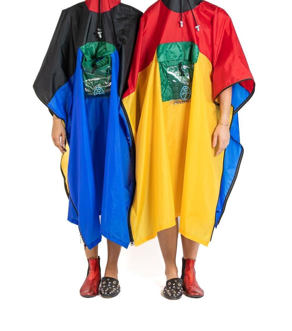 1980s Jean Charles De Castelbajac Primary Colorblocked Plastic Two-Person Poncho 2