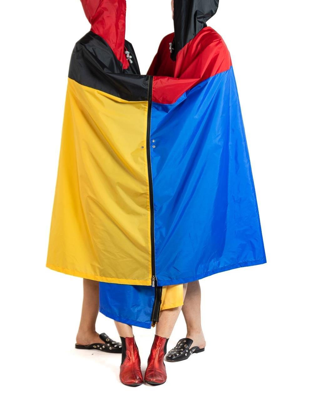 1980s Jean Charles De Castelbajac Primary Colorblocked Plastic Two-Person Poncho 3