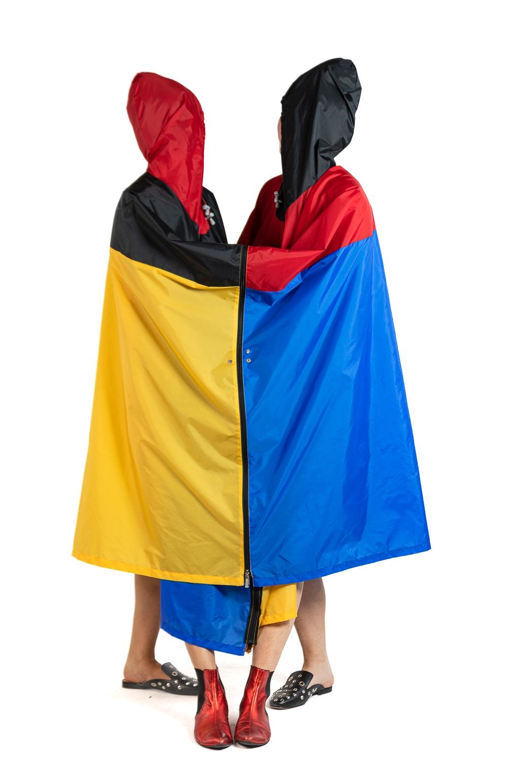 1980s Jean Charles De Castelbajac Primary Colorblocked Plastic Two-Person Poncho 5