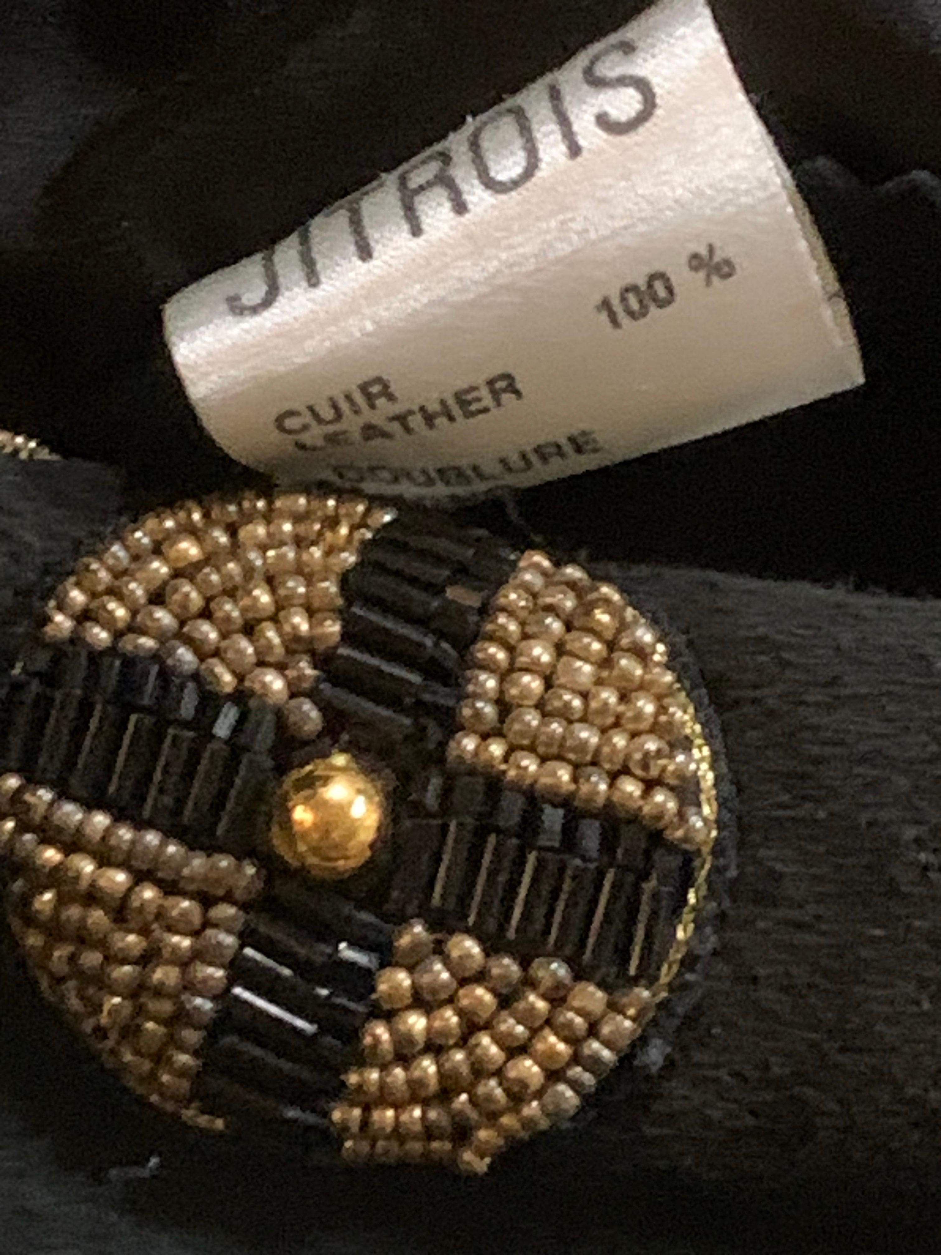 1980s Jean-Claude Jitrois Black Suede Wasp-Waist Jacket w Gold Bead Work For Sale 11