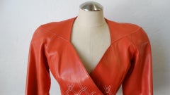 Jean Claude Jitrois 1980s Diamond Pattern Leather Wrap Jacket