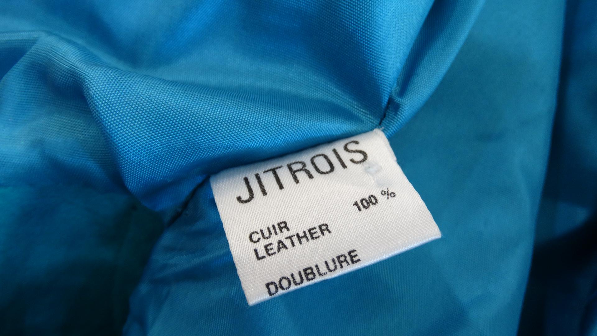 Jean Claude Jitrois 1980s Embellished Teal Leather Blazer For Sale 12