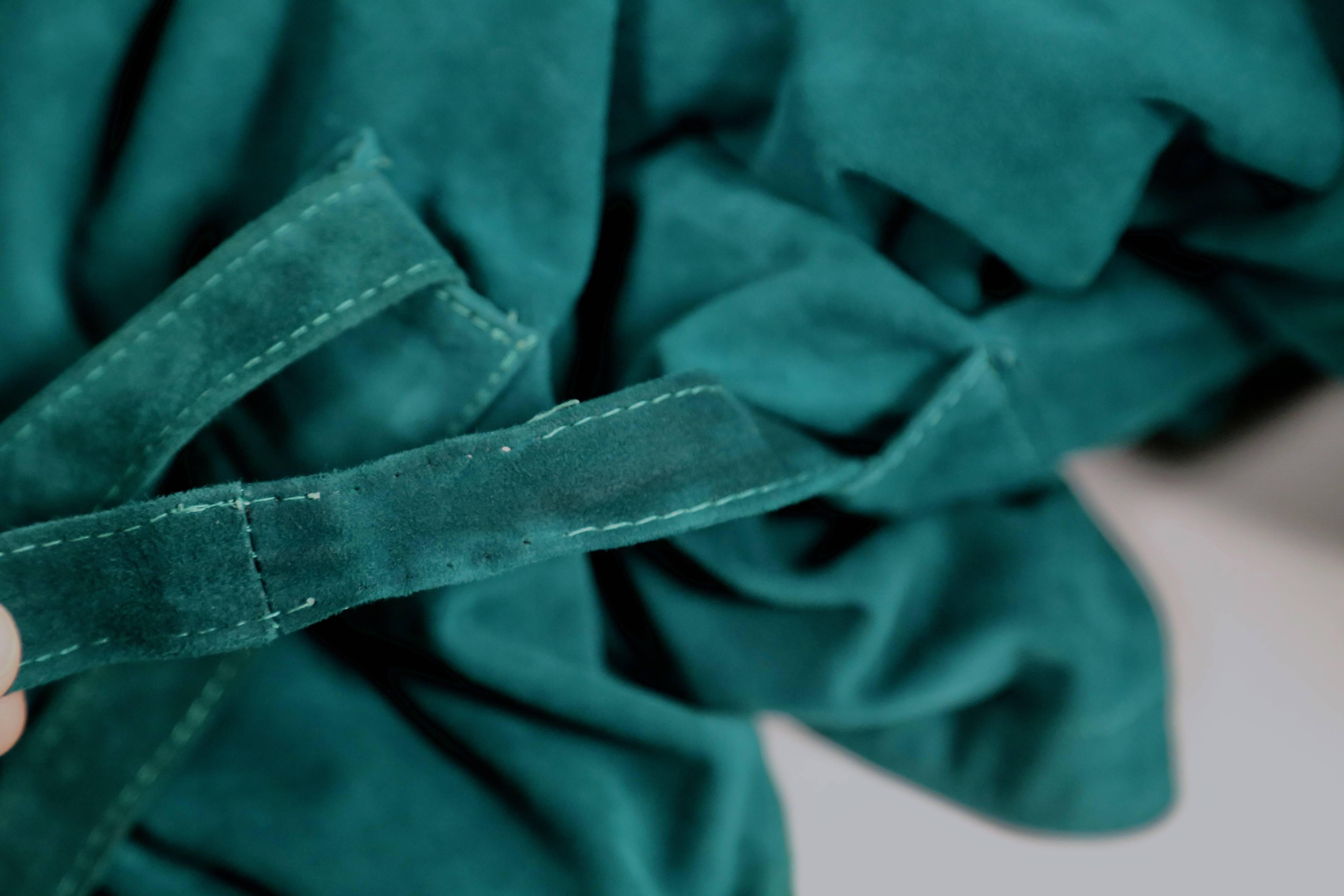Green 1980's JEAN-CLAUDE JITROIS emerald green draped suede jacket