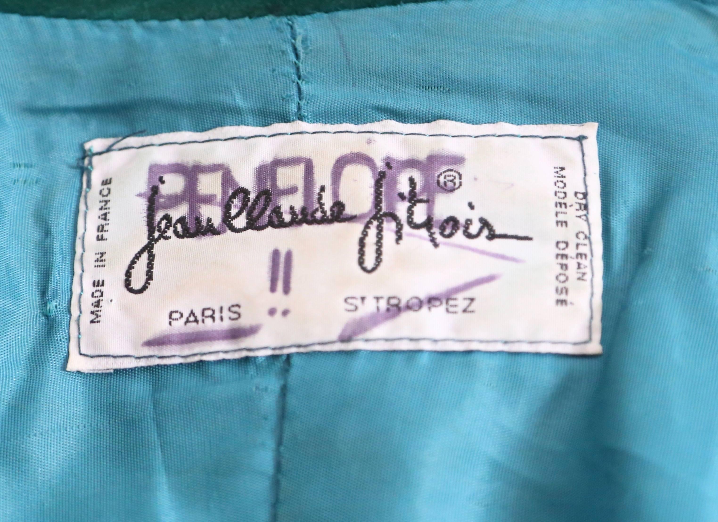1980's JEAN-CLAUDE JITROIS emerald green draped suede jacket In Good Condition In San Fransisco, CA