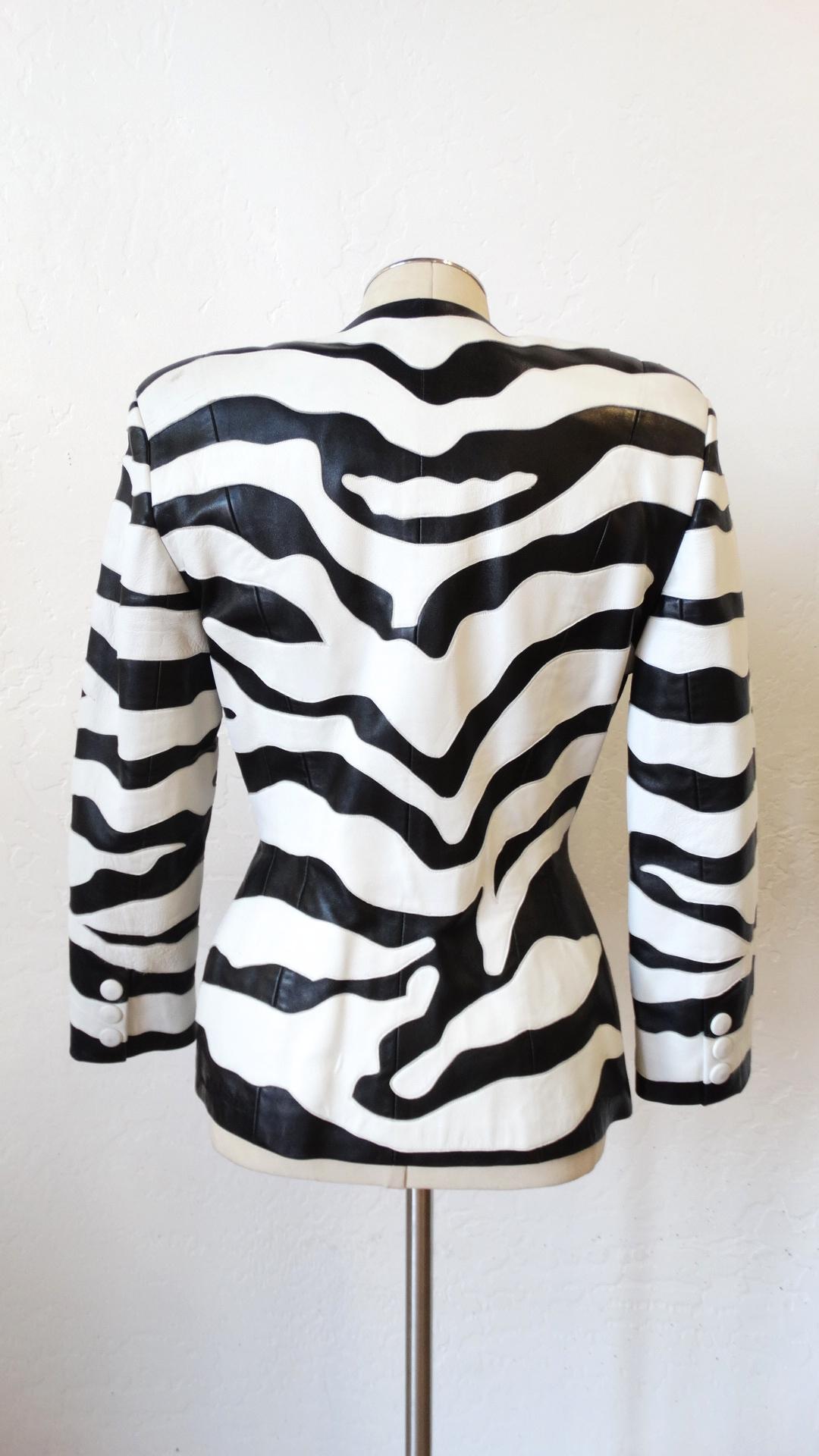1980s Jean Claude Jitrois Zebra Leather Jacket For Sale 3