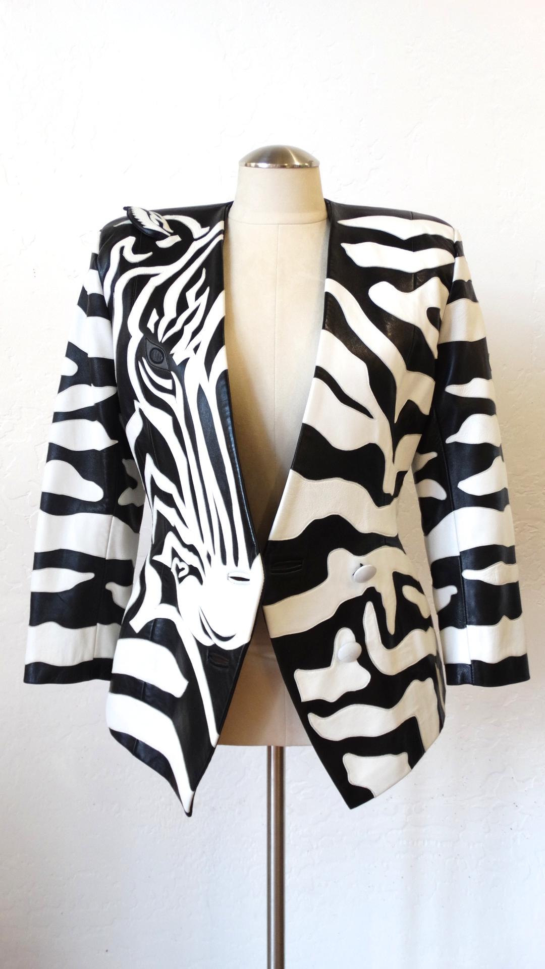 Women's 1980s Jean Claude Jitrois Zebra Leather Jacket  For Sale