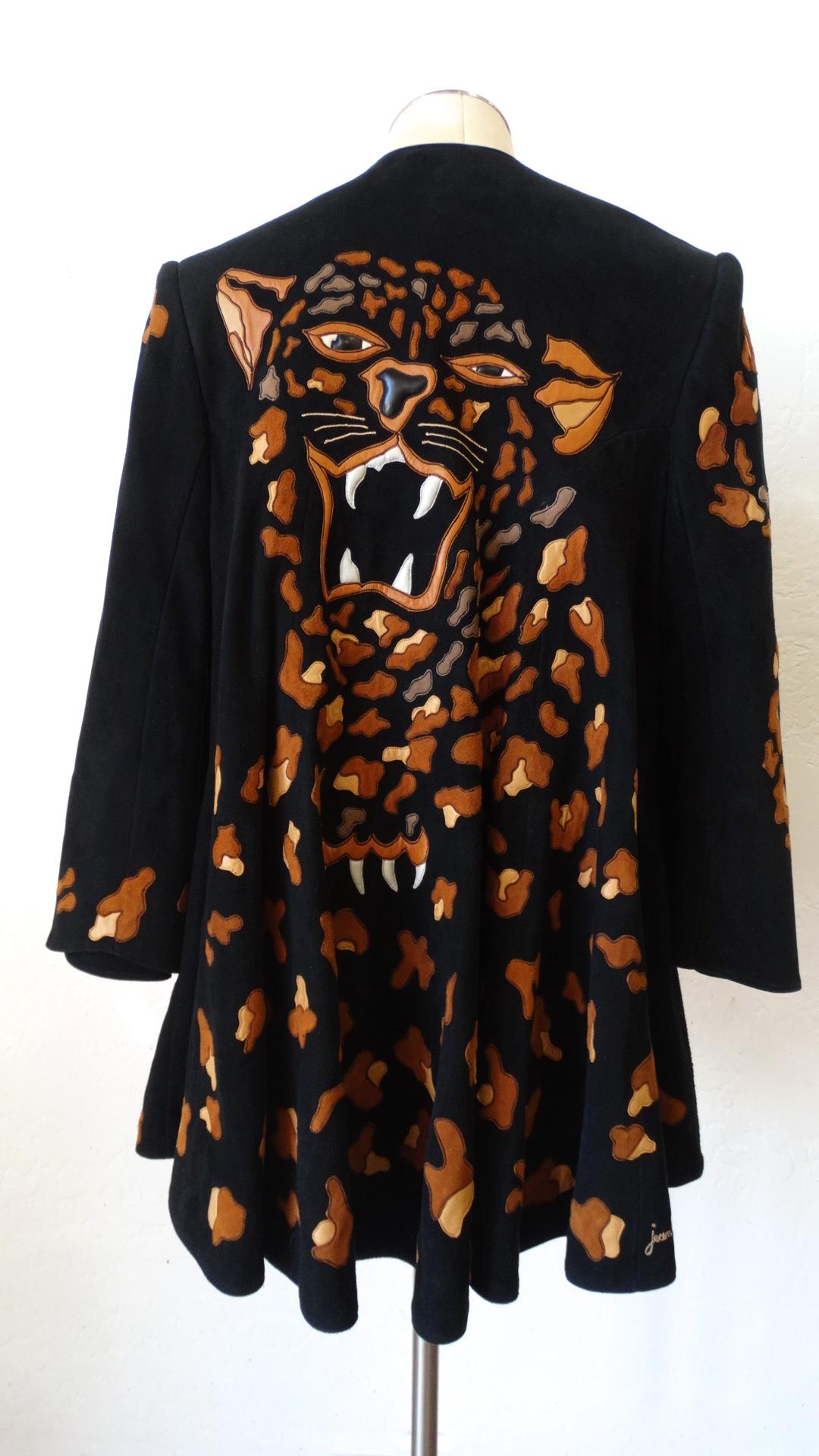 Jean Claude 1980s Leopard Motif Suede Leather Jacket For Sale 8