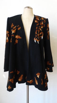 Jean Claude 1980s Leopard Motif Suede Leather Jacket