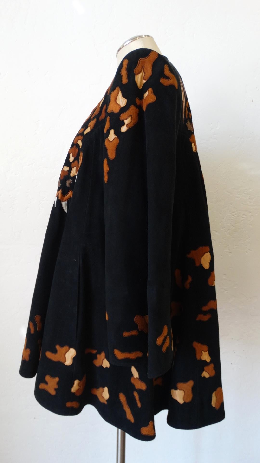 Jean Claude 1980s Leopard Motif Suede Leather Jacket In Good Condition For Sale In Scottsdale, AZ