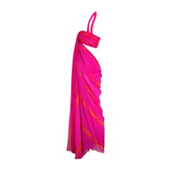 1980s Jean Louis Scherrer Haute Couture Silk Cut Out Dress