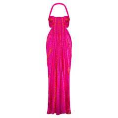 1980s Jean Louis Scherrer Haute Couture Silk Cut Out Dress
