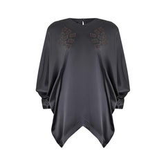 Blouse chauve-souris en soie grise de Jean Muir des années 1980