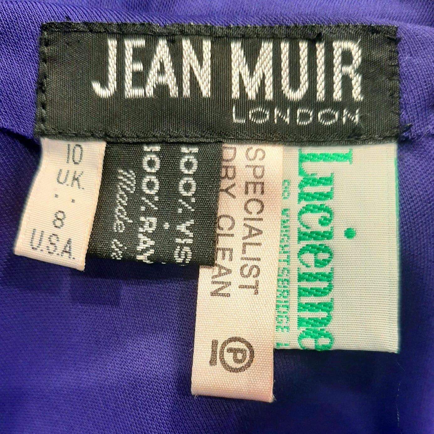 Women's 1980s Jean Muir Royal Blue Jersey Dress With Ruffle Trim For Sale