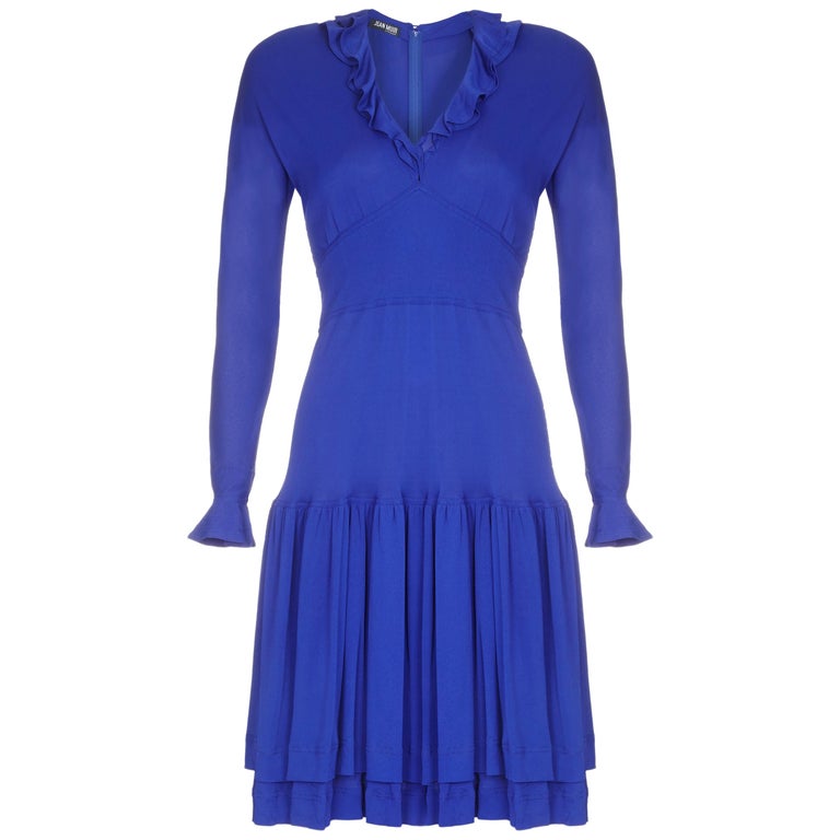 ruffle trim jersey dress Ruffle Trim Long-Sleeved Technical Jersey Dress - Women - Ready-to-Wear
