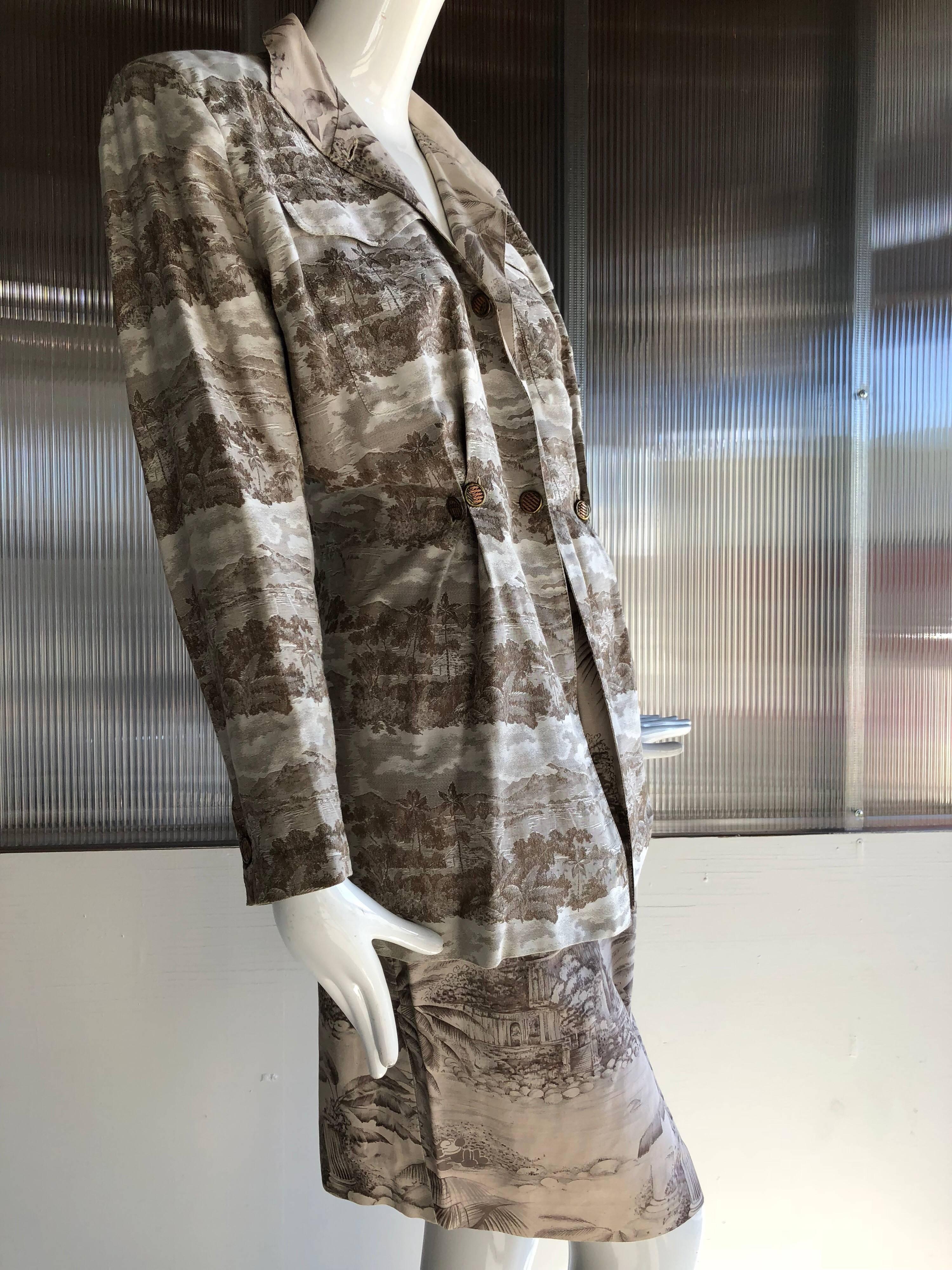 1980s Jean-Paul Gaultier 2-Piece English Toile Print Safari-Style Skirt Suit 1