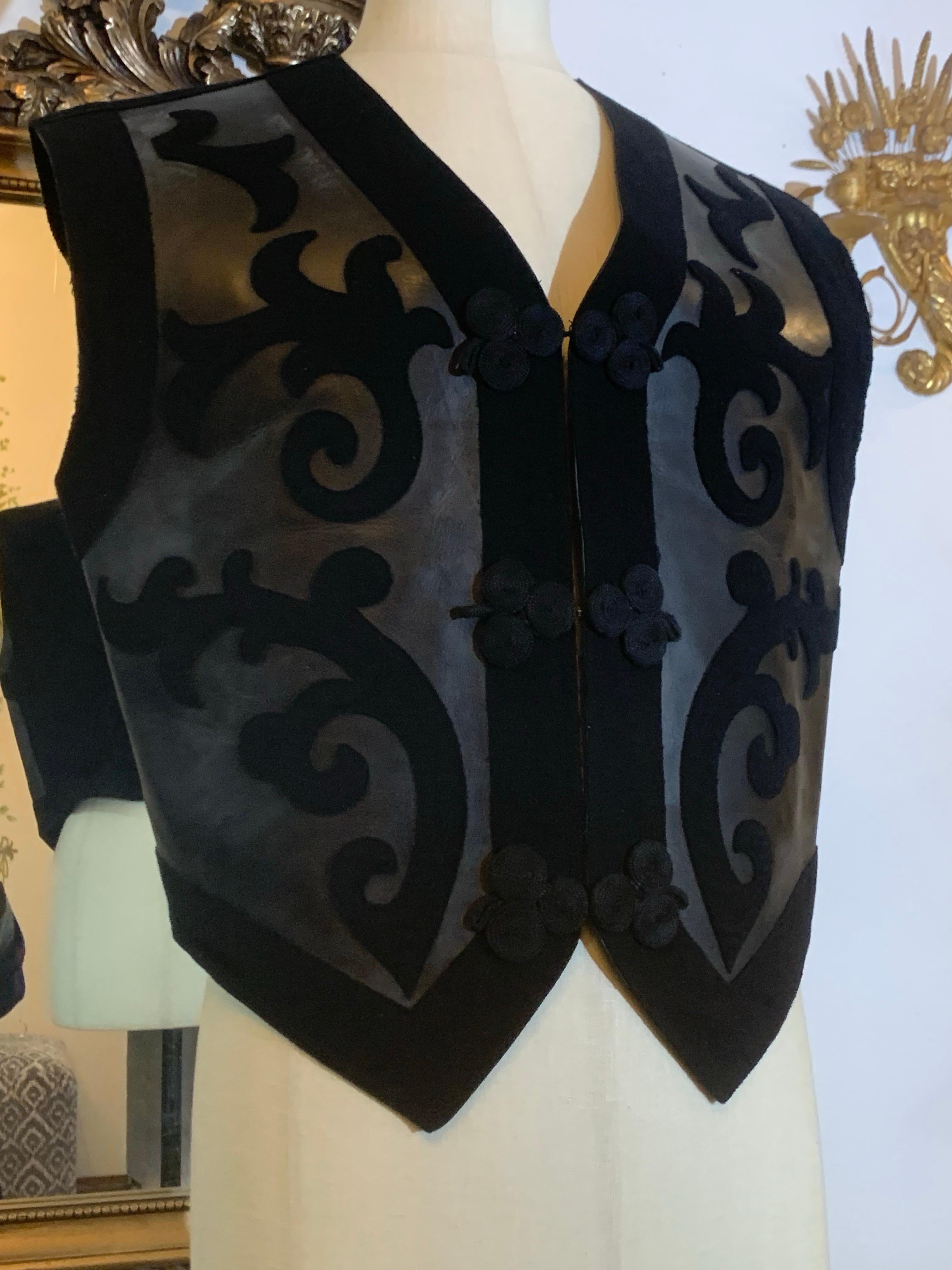 1980s Jean Paul Gaultier - Homme Western Black Saddle Leather & Wool Felt Vest For Sale 6