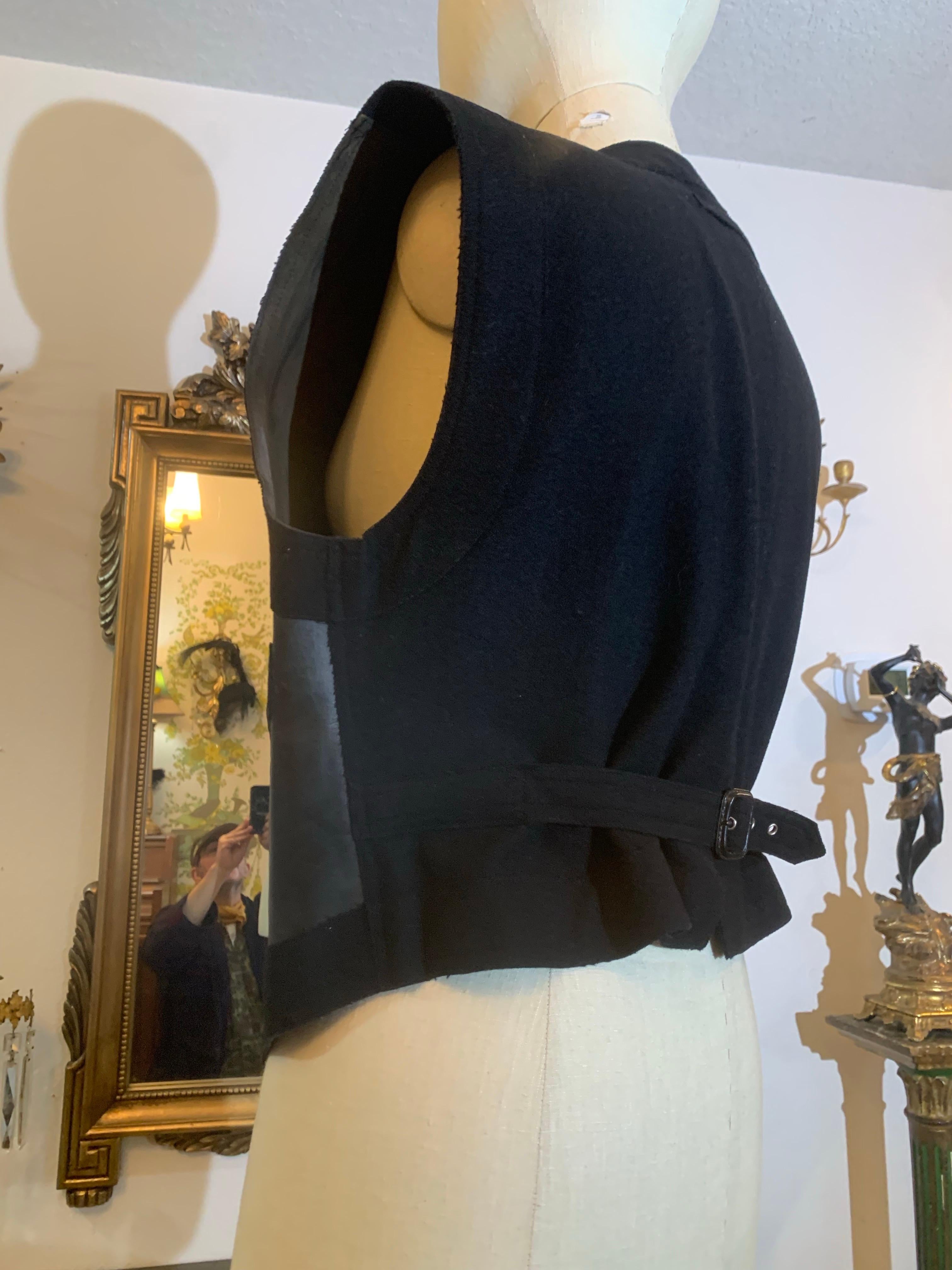 Men's 1980s Jean Paul Gaultier - Homme Western Black Saddle Leather & Wool Felt Vest For Sale
