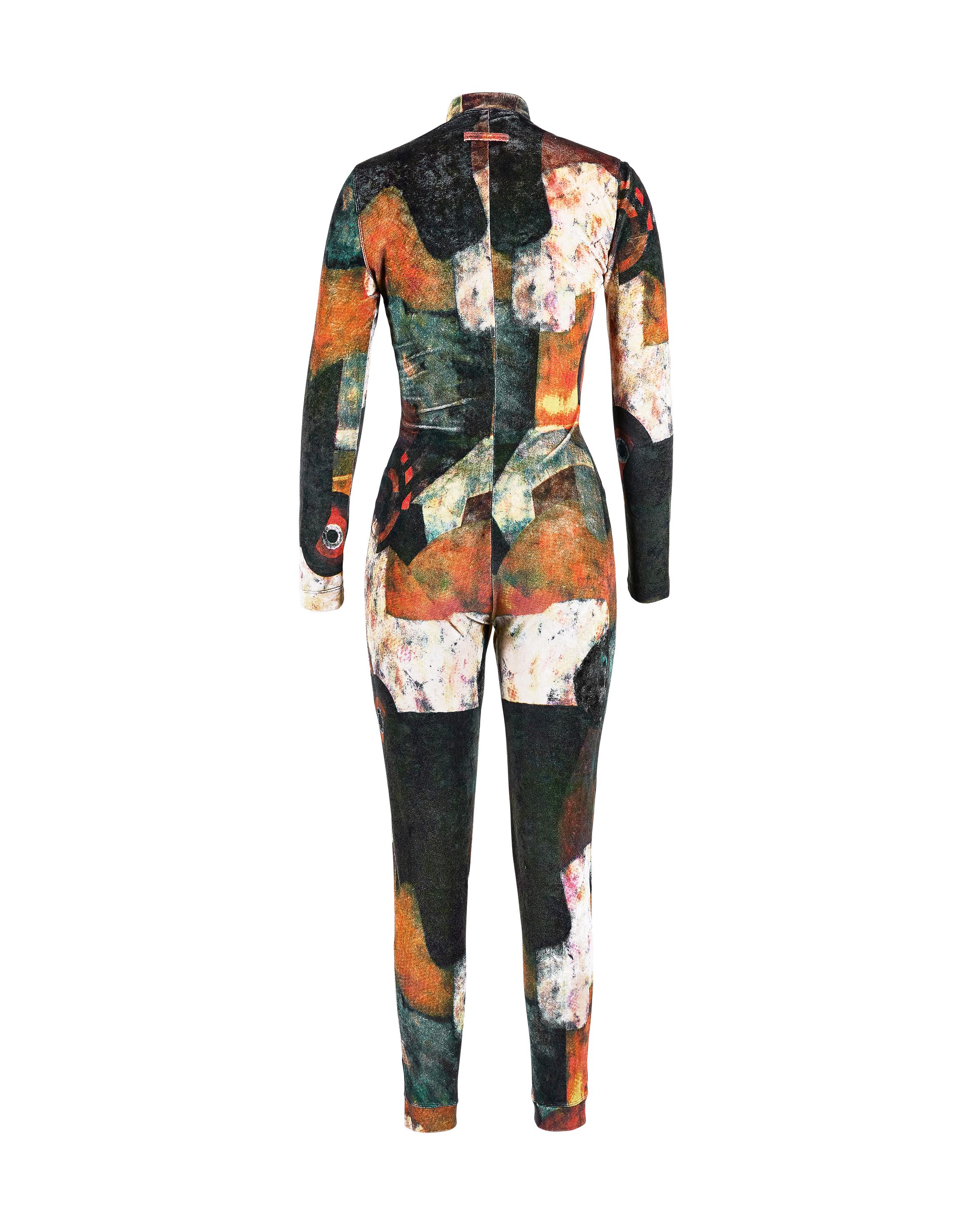 1980's Jean Paul Gaultier Printed Zip-Up Catsuit  In Excellent Condition For Sale In North Hollywood, CA