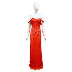 1980s Jean Paul Gaultier Red Lace Gown 