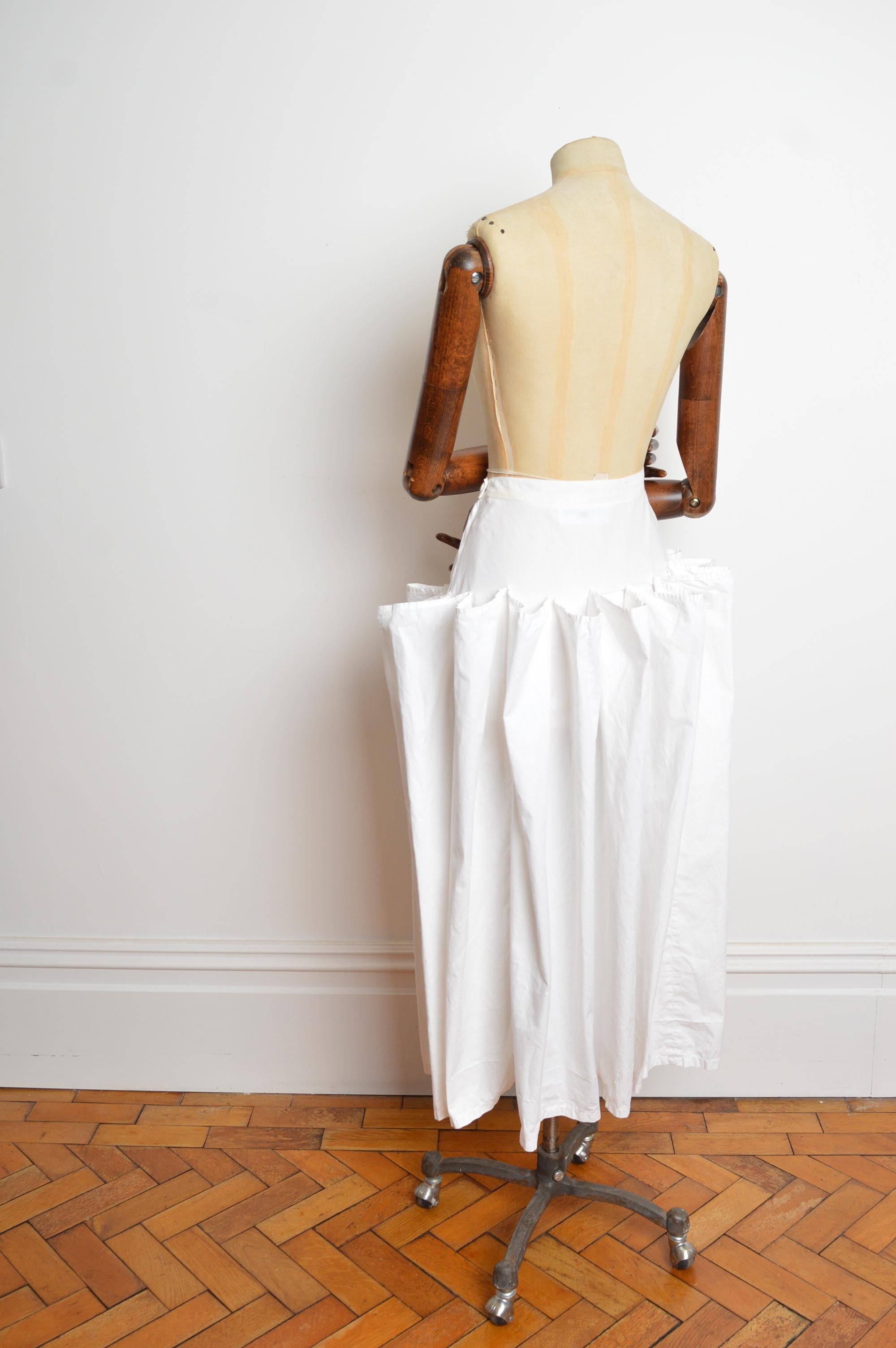 1980s Jean Remy Daumas White cotton Parachute drape Avant Guard midi long skirt en vente 5