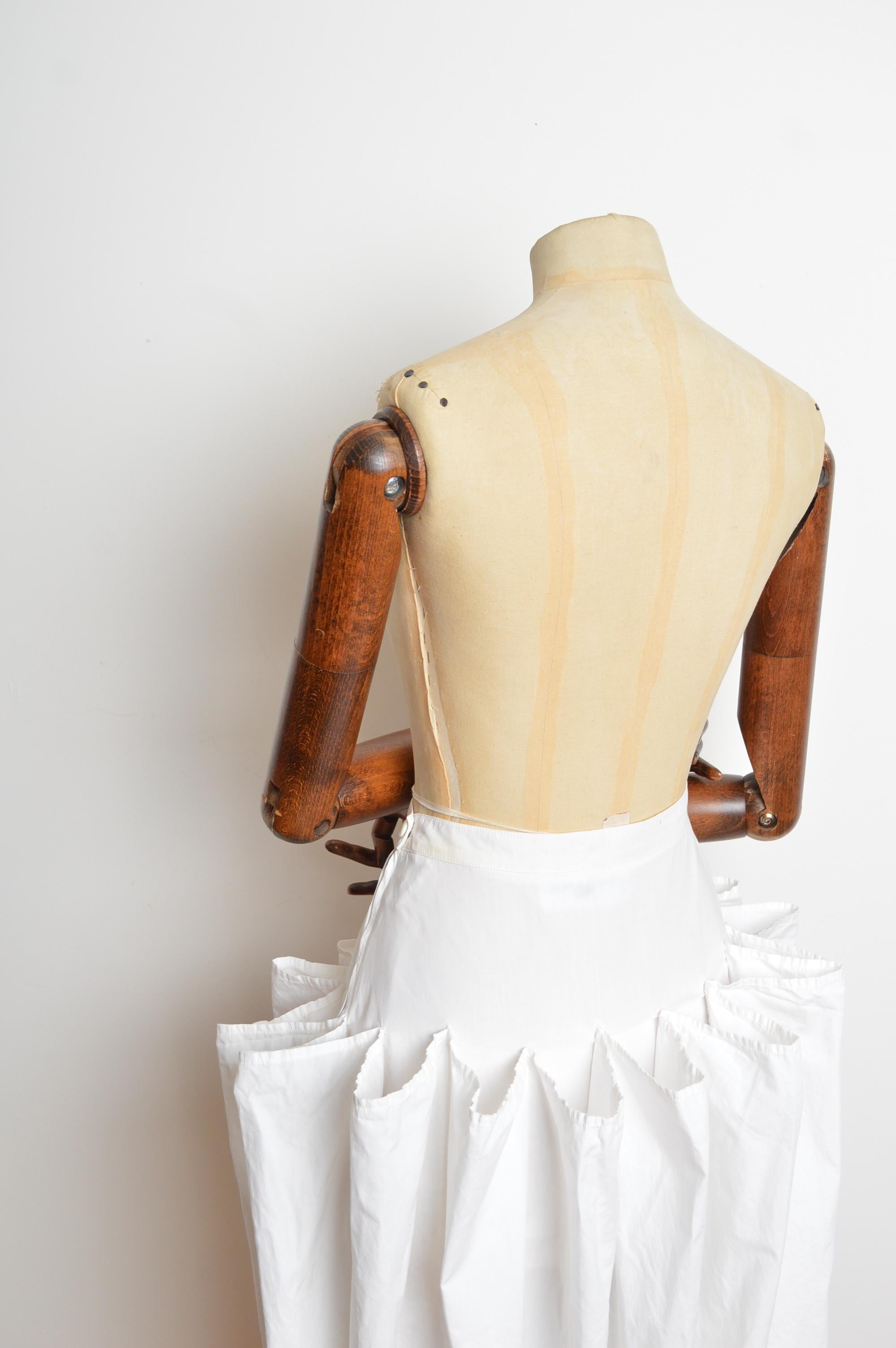 1980s Jean Remy Daumas White cotton Parachute drape Avant Guard midi long skirt en vente 6