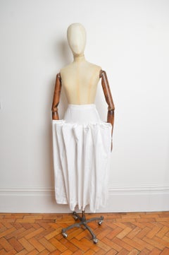 1980s Jean Remy Daumas White cotton Parachute drape Avant Guard midi long skirt