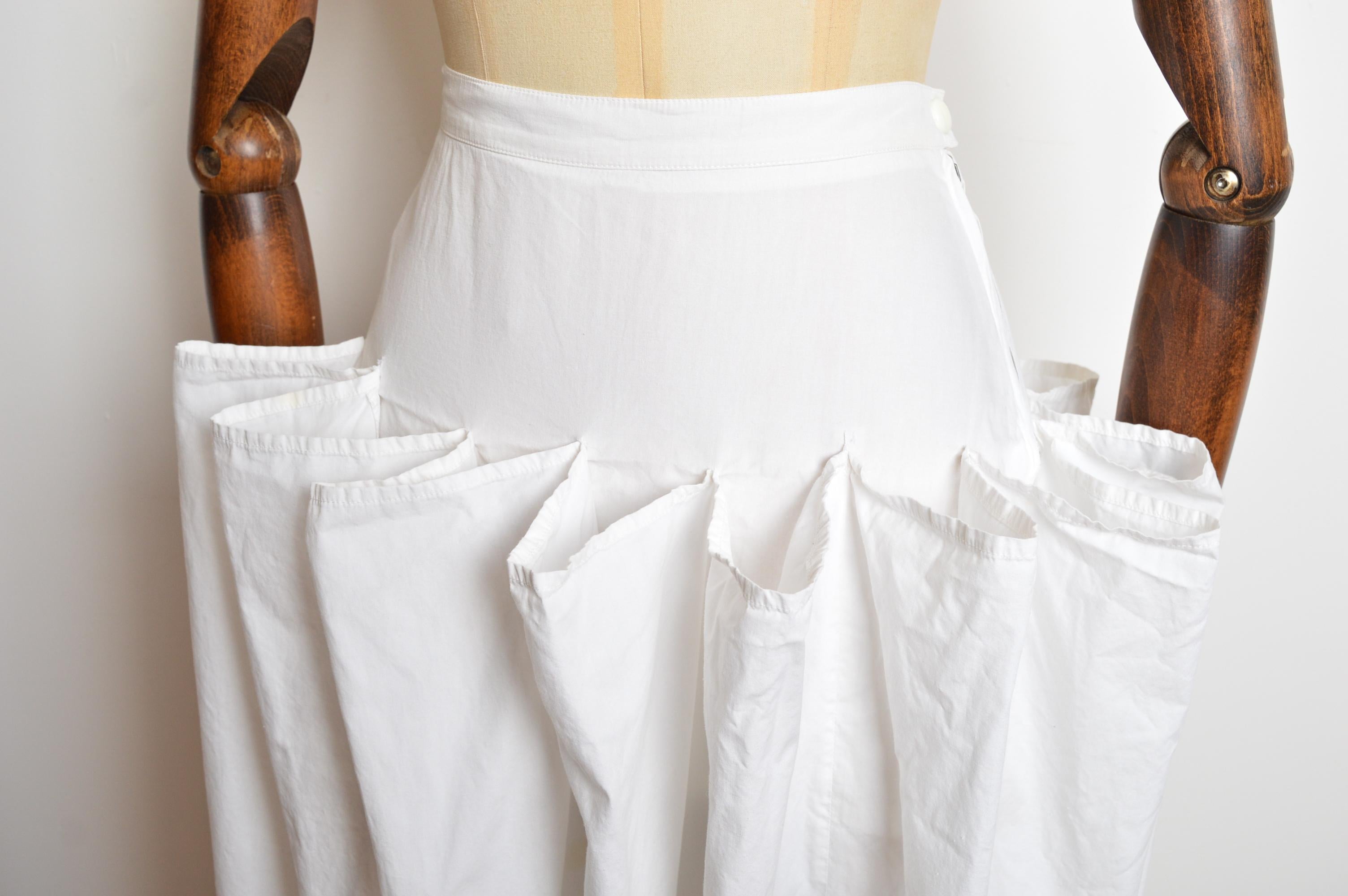 1980s Jean Remy Daumas White cotton Parachute drape Avant Guard midi long skirt Pour femmes en vente