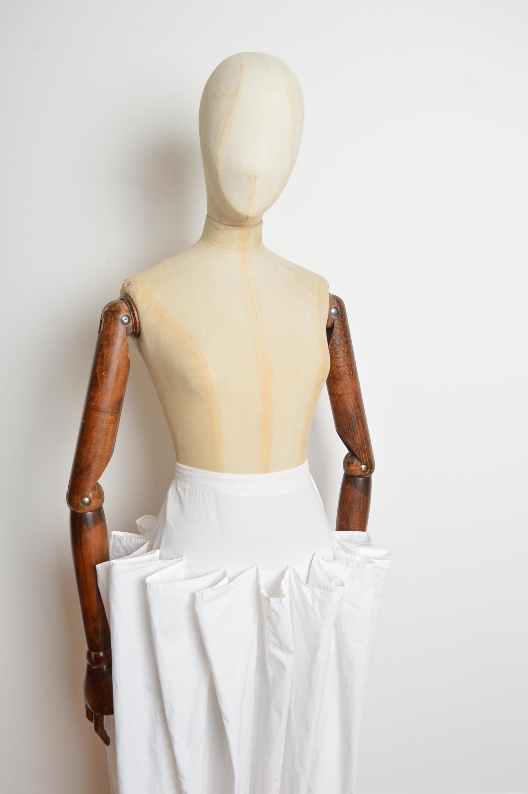 1980s Jean Remy Daumas White cotton Parachute drape Avant Guard midi long skirt en vente 2