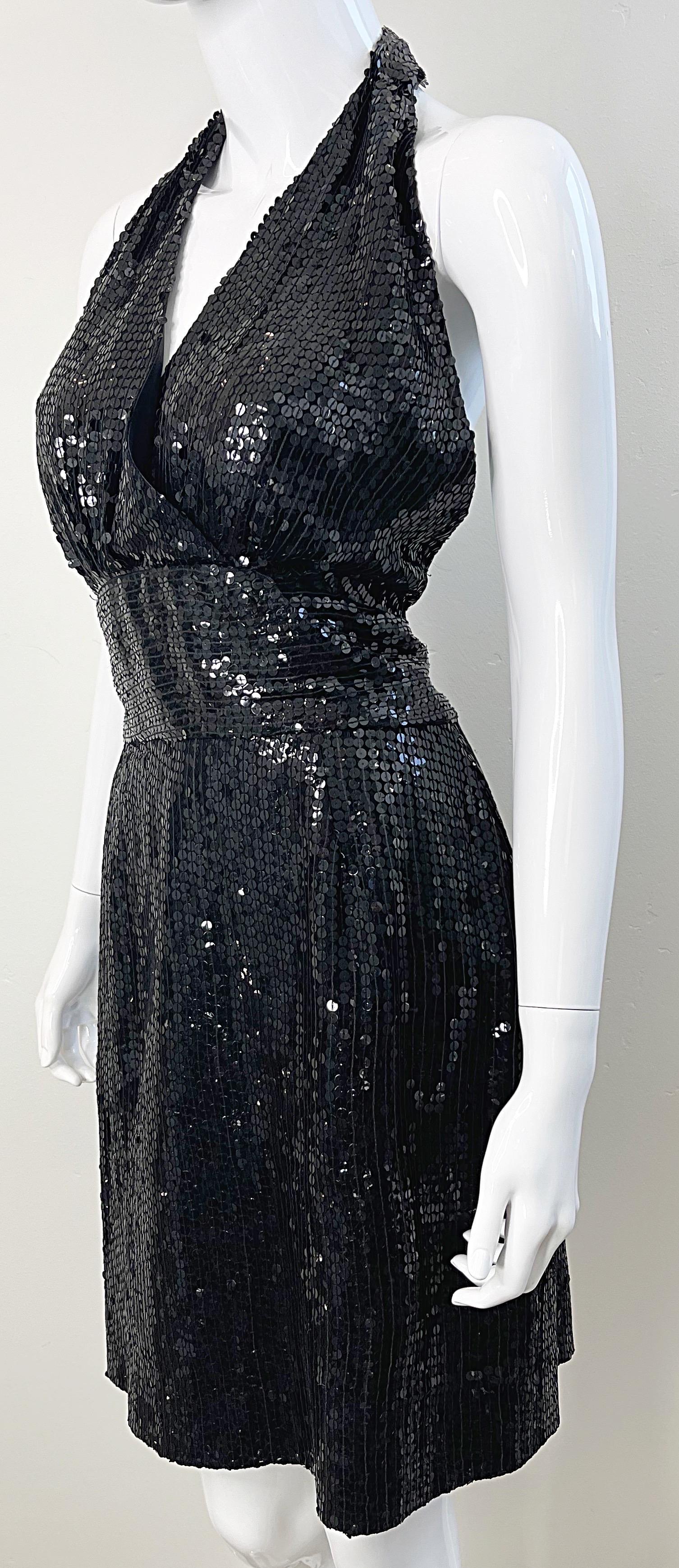 1980s Jeanette Kastenberg St. Martin Size 8 Black Silk Vintage Halter Dress 80s For Sale 6