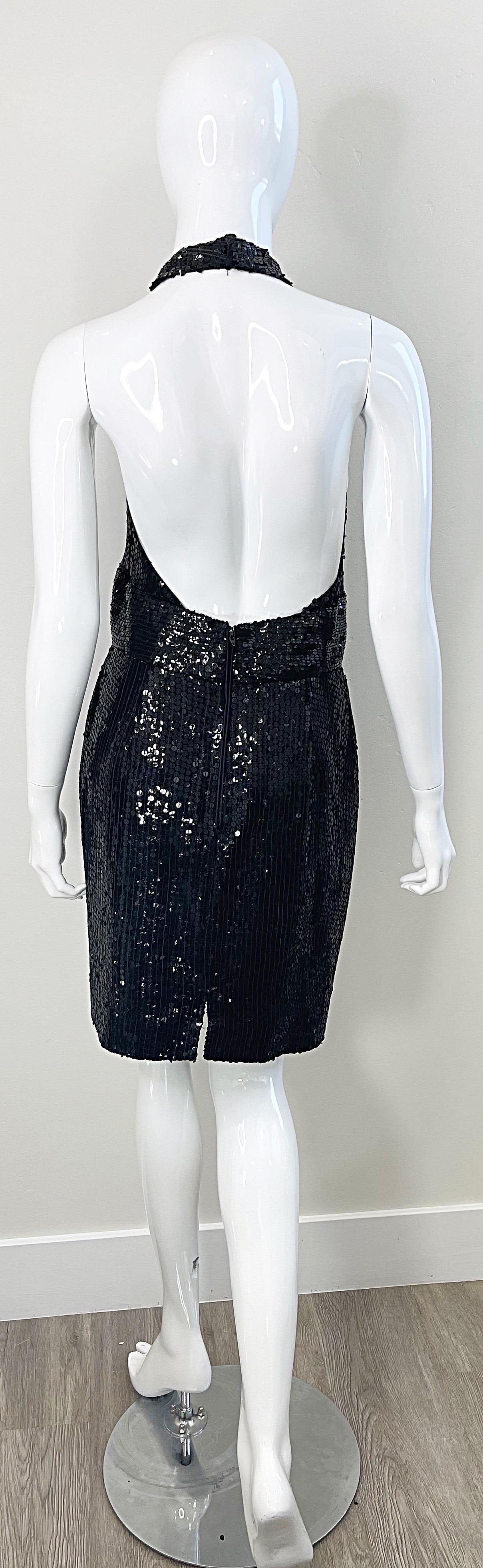 1980s Jeanette Kastenberg St. Martin Size 8 Black Silk Vintage Halter Dress 80s For Sale 7