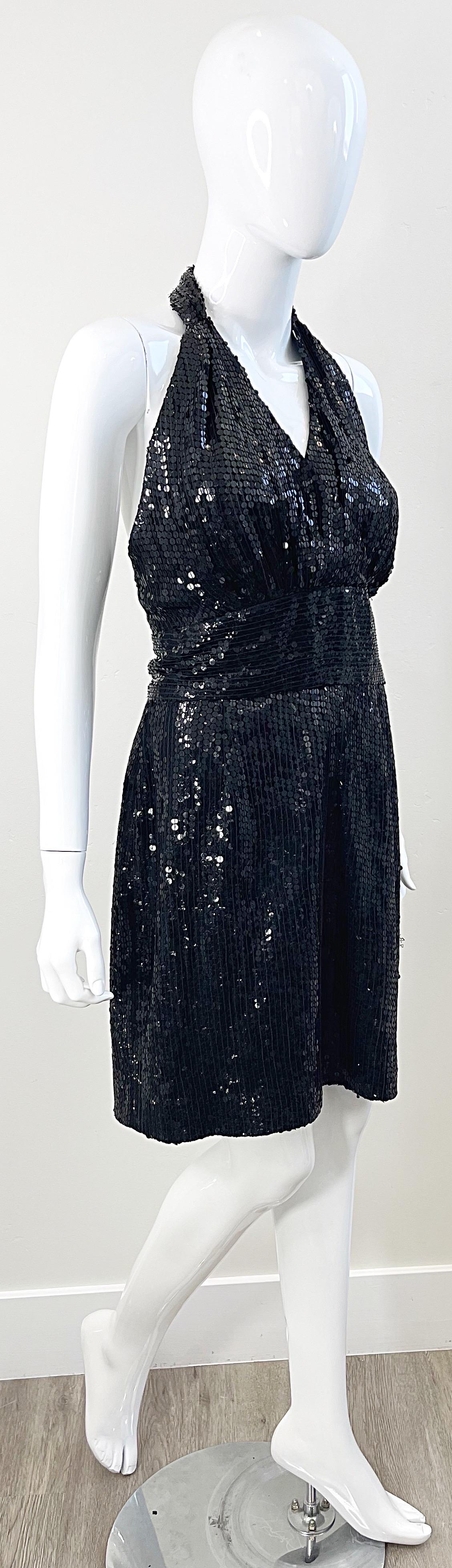 1980s Jeanette Kastenberg St. Martin Size 8 Black Silk Vintage Halter Dress 80s For Sale 8