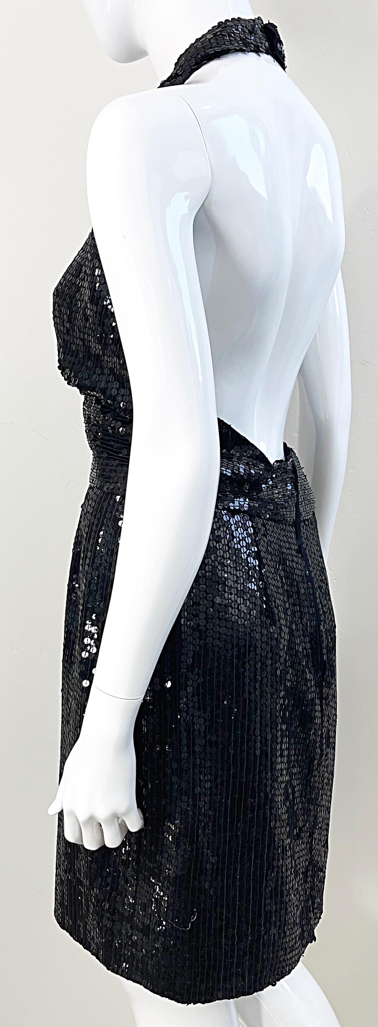 1980s Jeanette Kastenberg St. Martin Size 8 Black Silk Vintage Halter Dress 80s For Sale 9