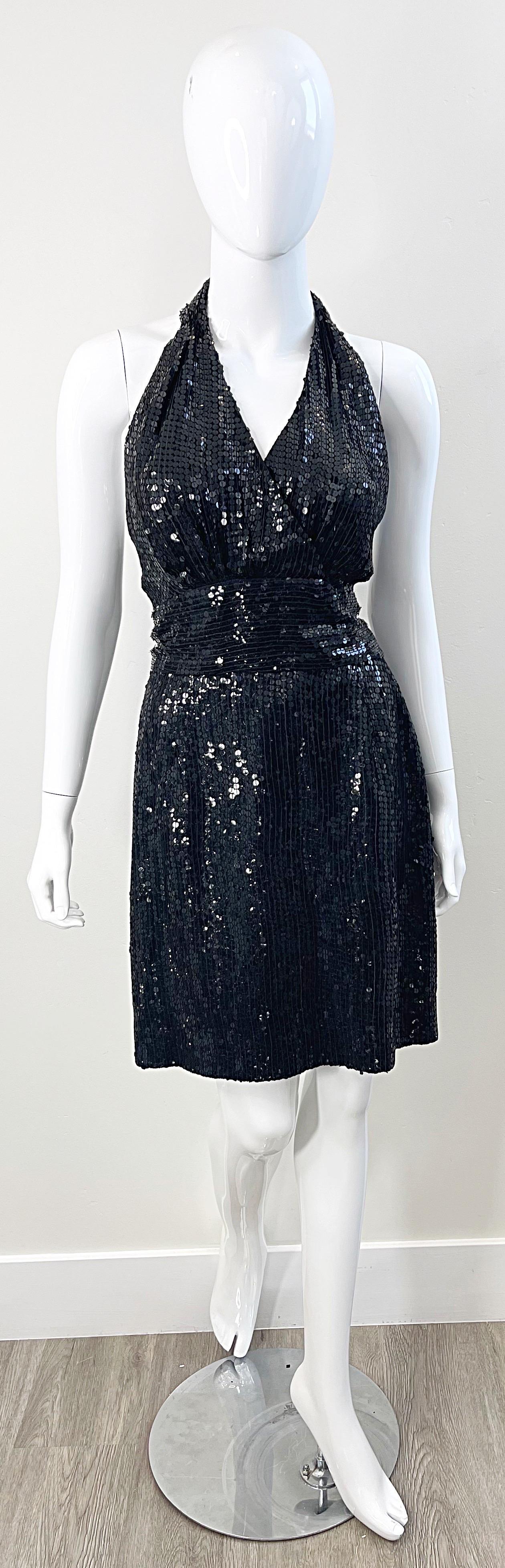 1980s Jeanette Kastenberg St. Martin Size 8 Black Silk Vintage Halter Dress 80s For Sale 10