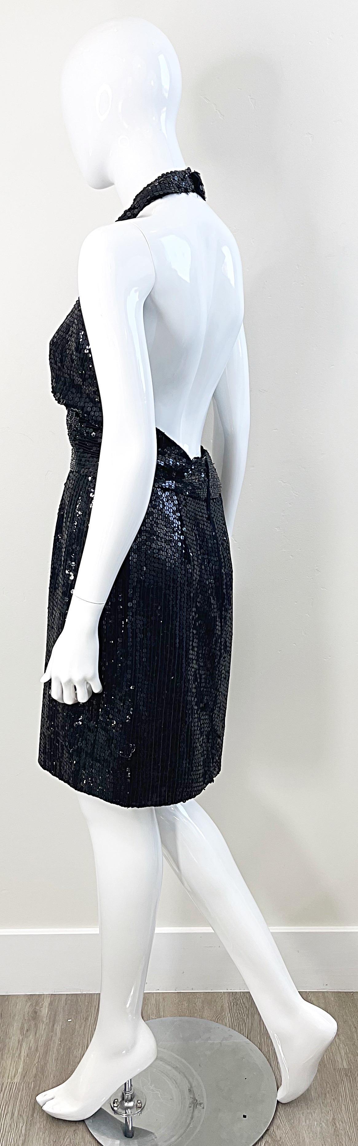 1980s Jeanette Kastenberg St. Martin Size 8 Black Silk Vintage Halter Dress 80s For Sale 1