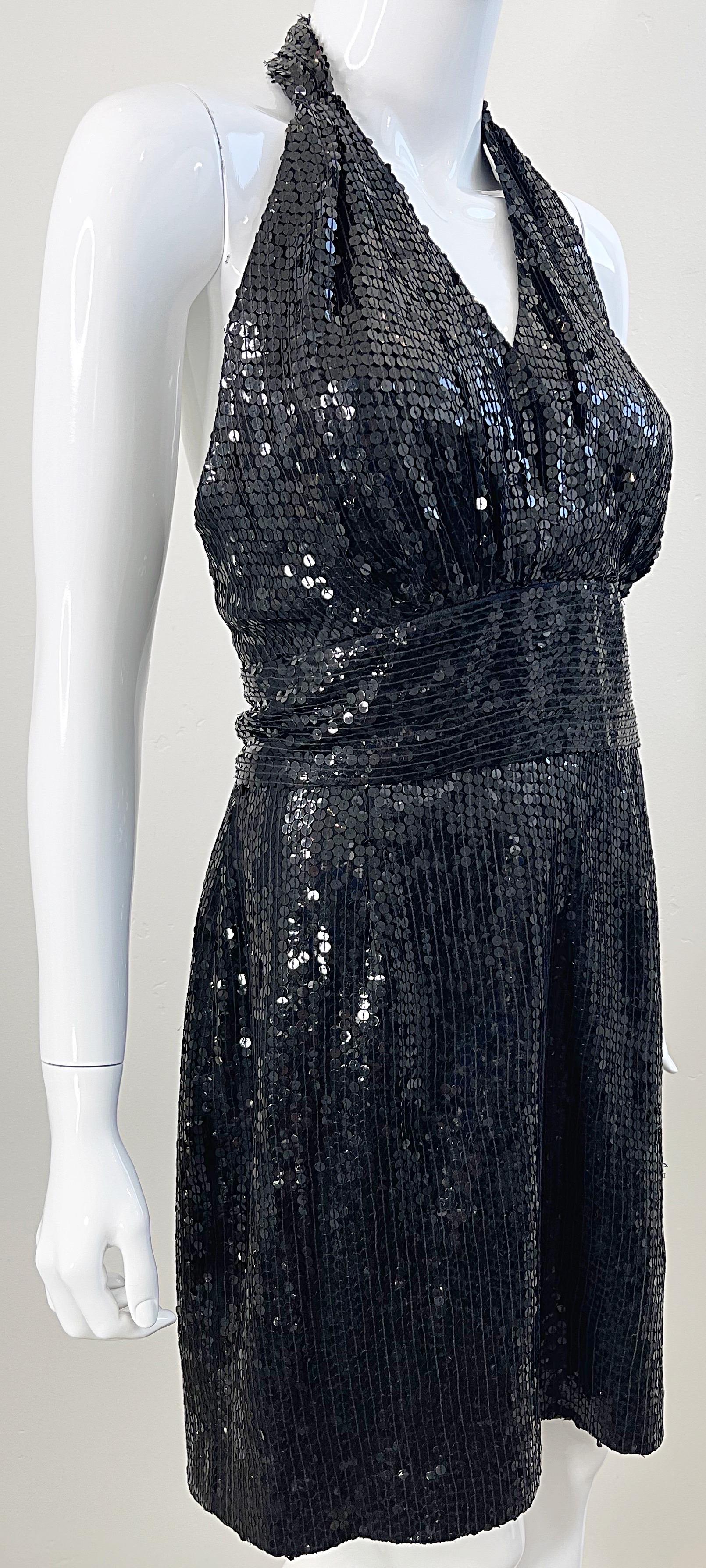 1980s Jeanette Kastenberg St. Martin Size 8 Black Silk Vintage Halter Dress 80s For Sale 2