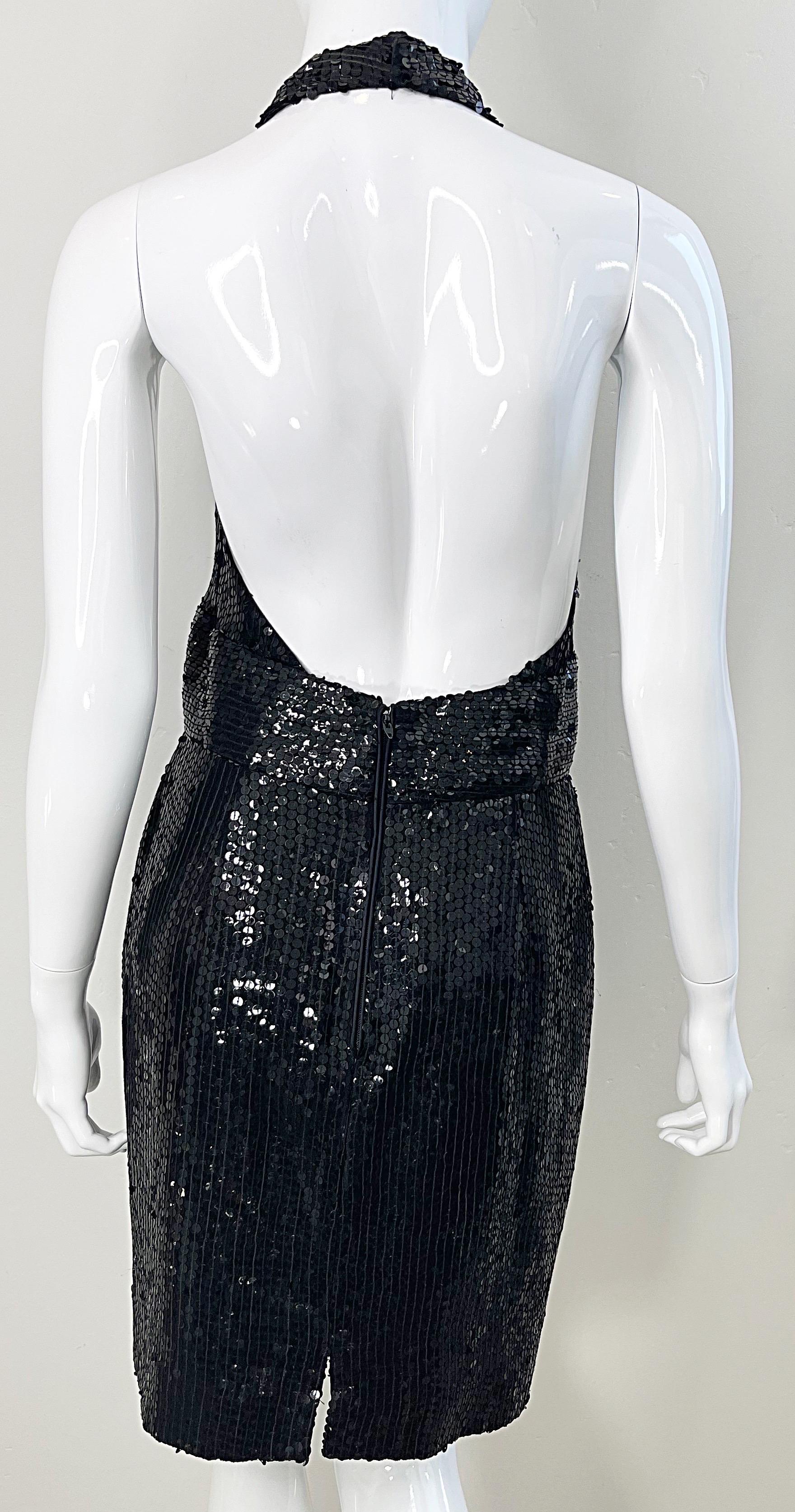 1980s Jeanette Kastenberg St. Martin Size 8 Black Silk Vintage Halter Dress 80s For Sale 5