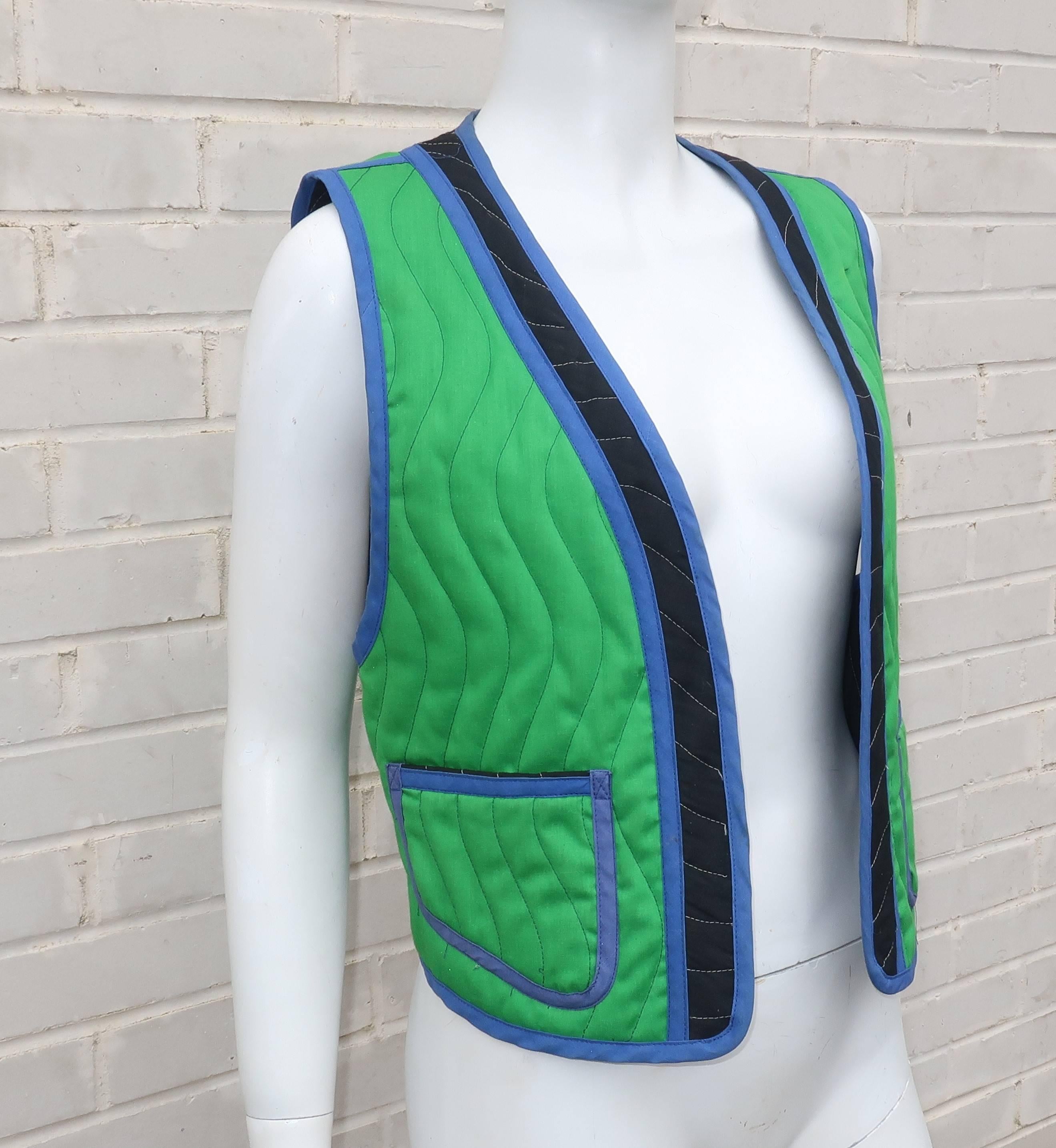 Women's 1980's Jeanne Marc Quilted Bird Vest